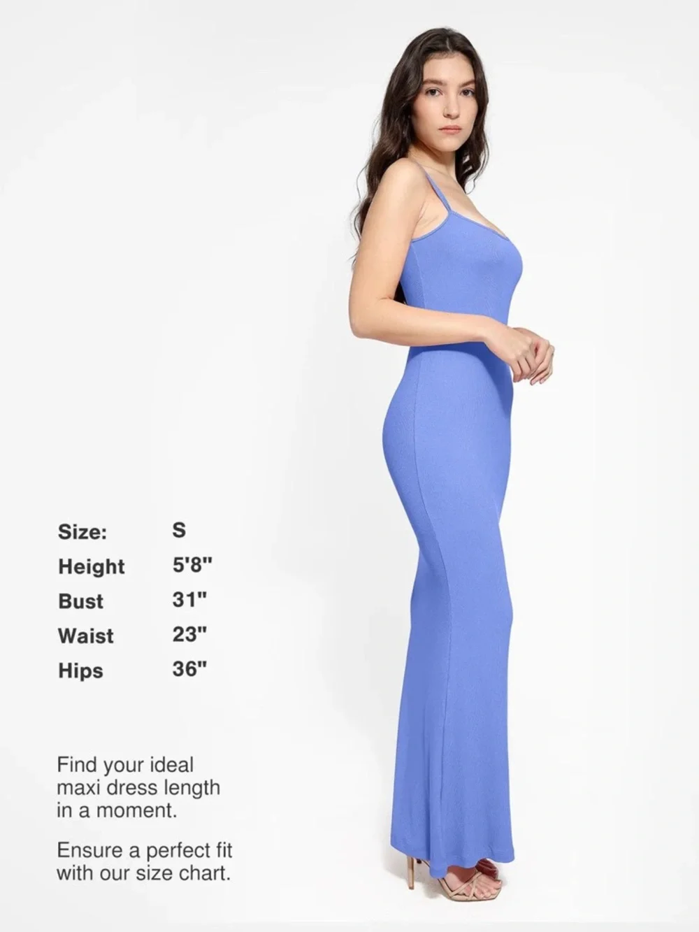 Popilush Shapewear Modal Slimming Maxi Slip Dress Sz XXL Light Blue- Periwinkle